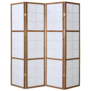 Paravent pliant de séparation de pièce, cloison Shoji à 4 panneaux en bois, finition naturelle