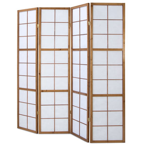 Paravent pliant de séparation de pièce, cloison Shoji à 4 panneaux en bois, finition naturelle
