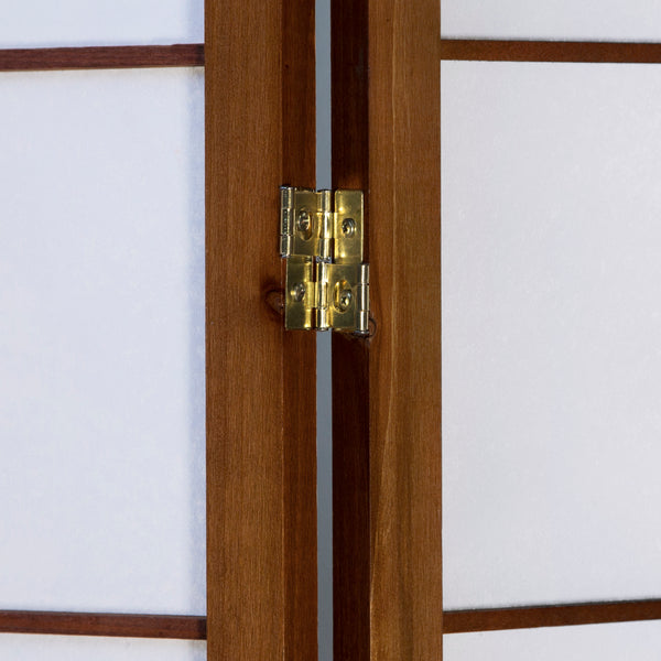 Paravent pliant de séparation de pièce, cloison Shoji à 4 panneaux en bois, finition naturelle