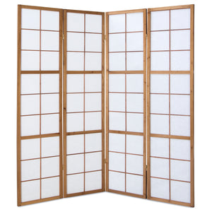 Paravent pliant de séparation de pièce, cloison Shoji à 4 panneaux en bois, finition naturelle