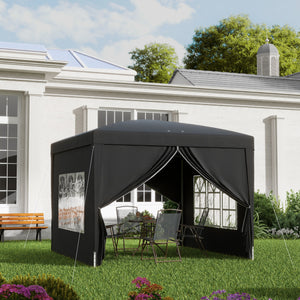 Pavillon 3x3m UV-Schutz 50+ faltbar mit Seitenteilen & Tasche Schwarz
