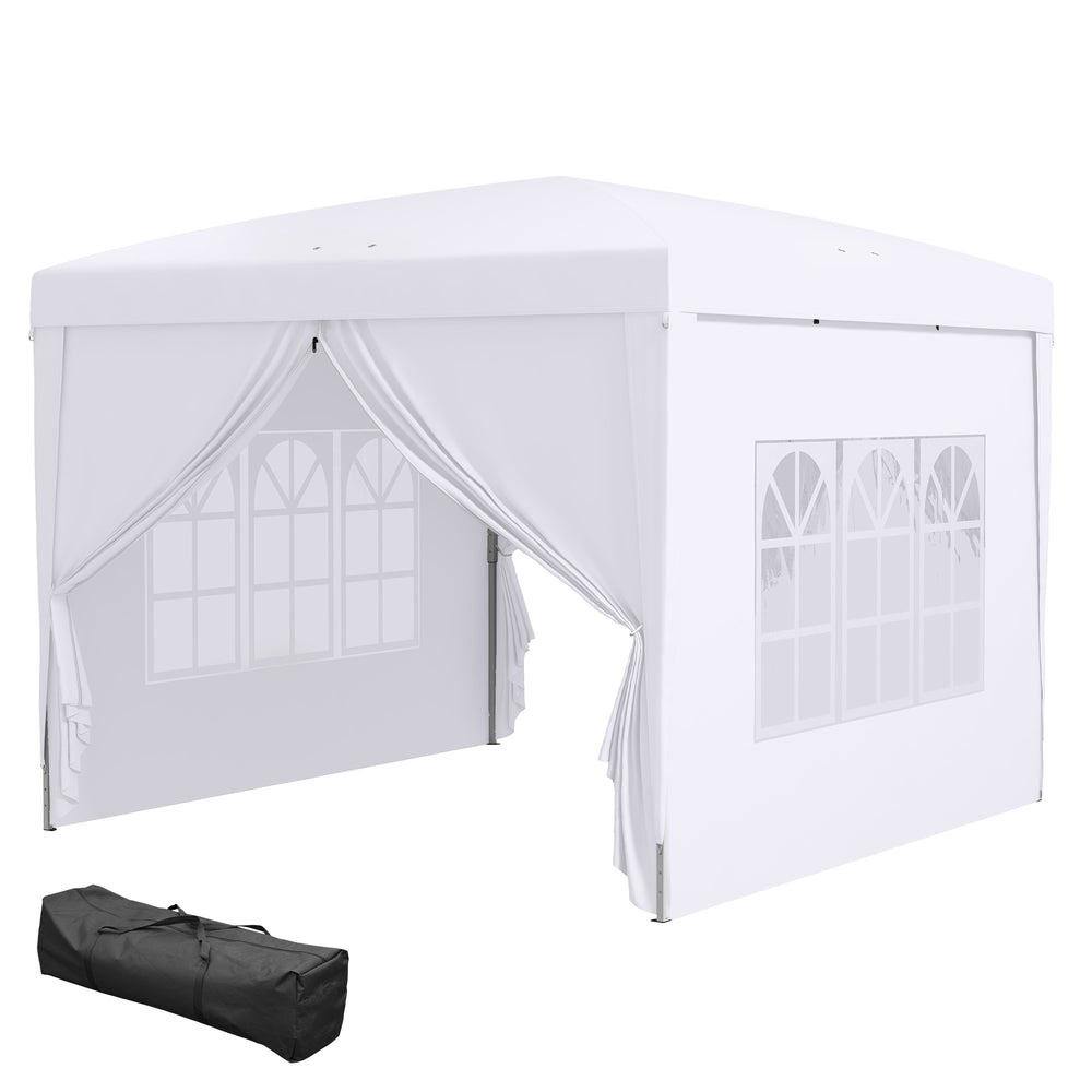 Pavillon 3x3m UV-Schutz mit Seitenwänden & Fenstern Weiss