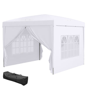 Pavillon 3x3m UV-Schutz mit Seitenwänden & Fenstern Weiss