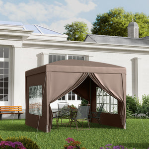 Pavillon 3x3m wasserabweisend faltbar inkl Tasche & Seitenteilen Kaffee