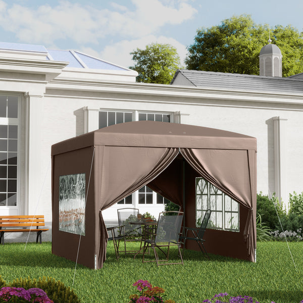 Pavillon 3x3m wasserabweisend faltbar inkl Tasche & Seitenteilen Kaffee