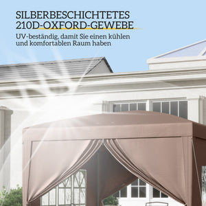Pavillon 3x3m wasserabweisend faltbar inkl Tasche & Seitenteilen Kaffee