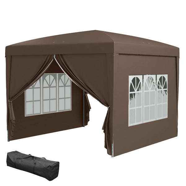 Pavillon 3x3m wasserabweisend faltbar inkl Tasche & Seitenteilen Kaffee