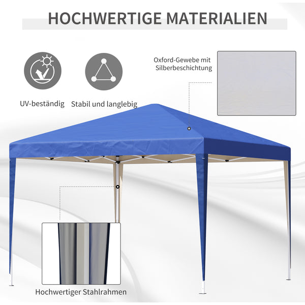 Pavillon 3x3m wasserabweisend UV-Schutz faltbar inkl Tasche Blau