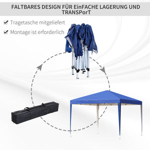 Pavillon 3x3m wasserabweisend UV-Schutz faltbar inkl Tasche Blau