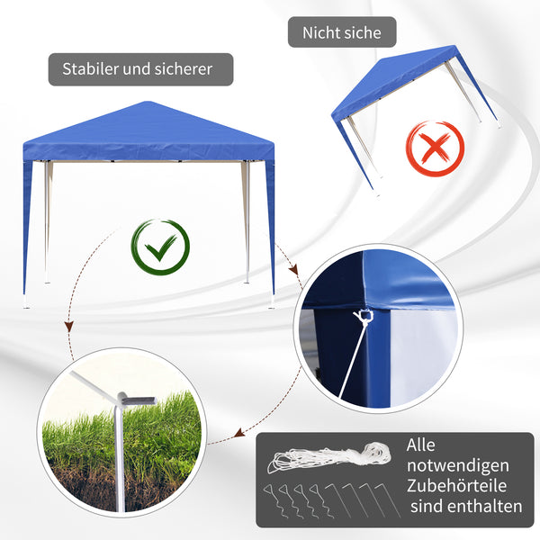 Pavillon 3x3m wasserabweisend UV-Schutz faltbar inkl Tasche Blau