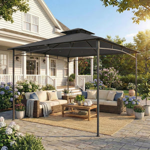 Pavillon wasserabweisend winterfest mit Doppeldach 3x3m dunkelgrau