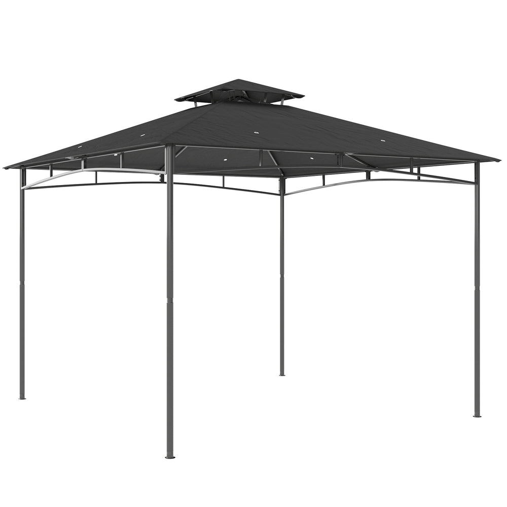 Pavillon wasserabweisend winterfest mit Doppeldach 3x3m dunkelgrau
