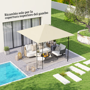 Pavillon Ersatzdach für Garten wasserdicht 3x3m cremeweiss