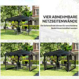 Pavillon Gartenzelt faltbar wetterfest für Garten 3x3m schwarz