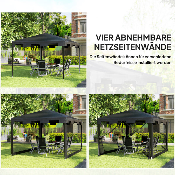 Pavillon Gartenzelt faltbar wetterfest für Garten 3x3m schwarz