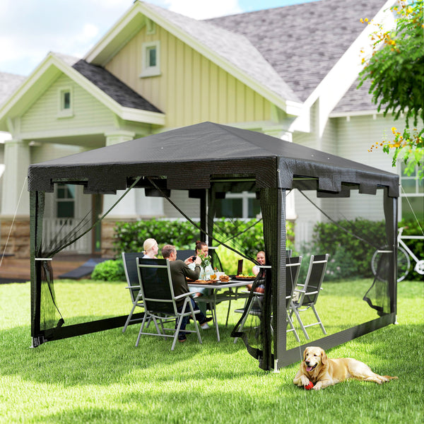 Pavillon Gartenzelt faltbar wetterfest für Garten 3x3m schwarz
