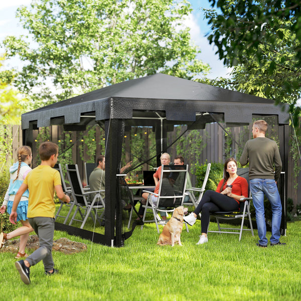 Pavillon Gartenzelt faltbar wetterfest für Garten 3x3m schwarz