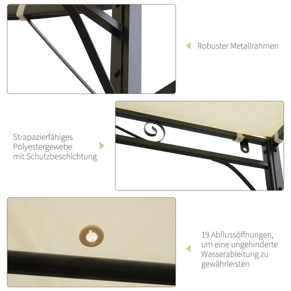 Pavillon mit klappbarem Dach wetterfest 3x2,5m cremeweiss