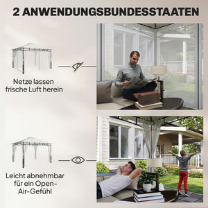 Pavillon wasserabweisend mit Moskitonetz 3x3,6m schwarz
