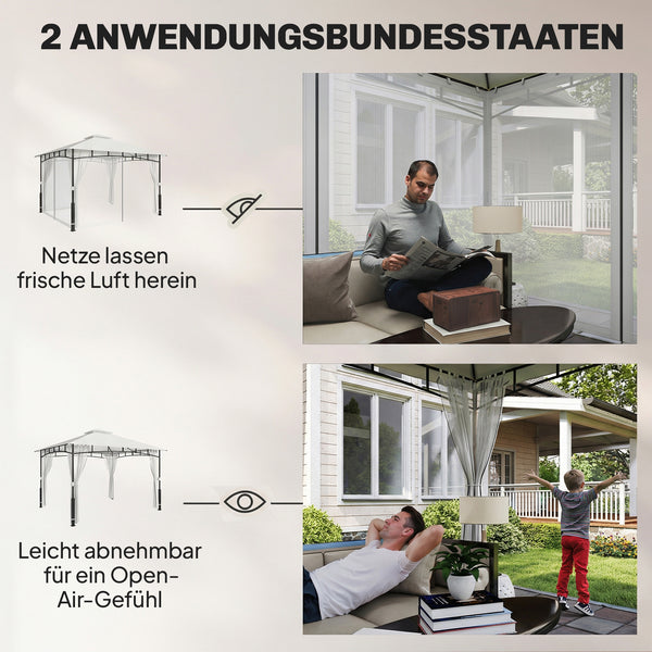Pavillon wasserabweisend mit Moskitonetz 3x3,6m schwarz