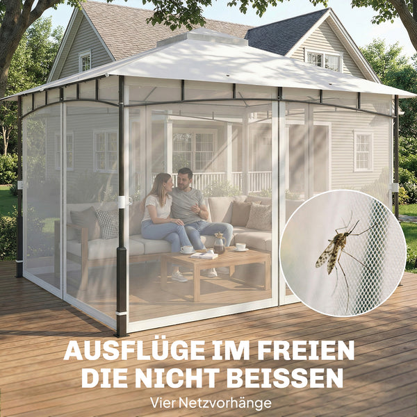 Pavillon wasserabweisend mit Moskitonetz 3x3,6m schwarz