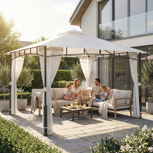 Pavillon wasserabweisend mit Moskitonetz 3x3,6m schwarz