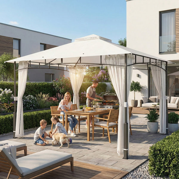 Pavillon wasserabweisend mit Moskitonetz 3x3,6m schwarz