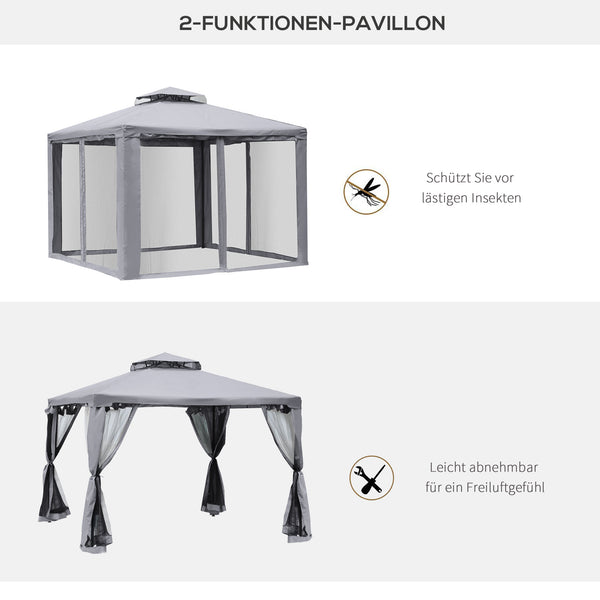 Pavillon wasserdicht stabil winterfest mit Moskitonetz für Garten