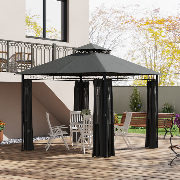 Pavillon Partyzelt für Garten 3x3m dunkelgrau