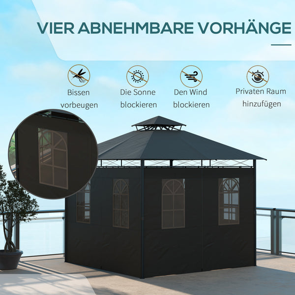 Pavillon Partyzelt für Garten 3x3m dunkelgrau