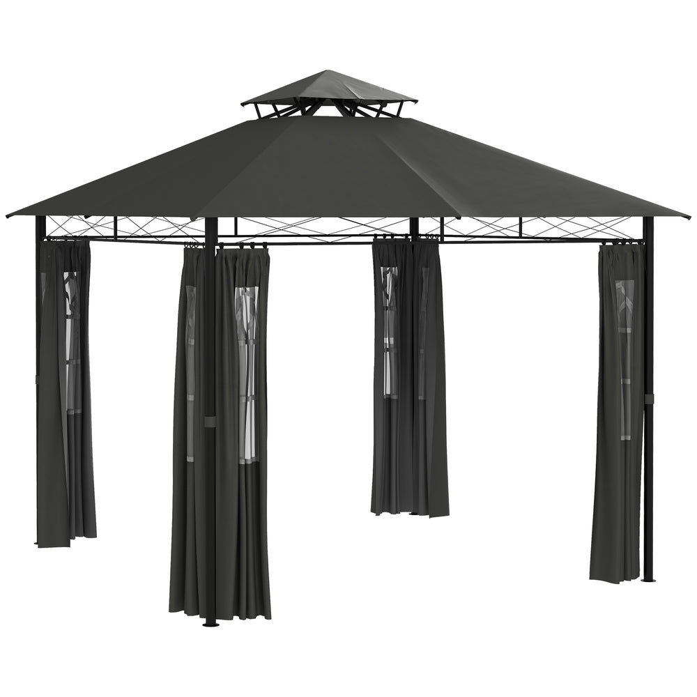 Pavillon Partyzelt für Garten 3x3m dunkelgrau