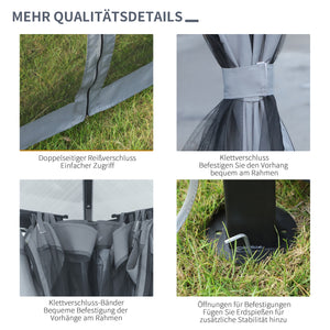 Pavillon mit Polycarbonatdach Vorhänge und Fliegennetz 3x3m