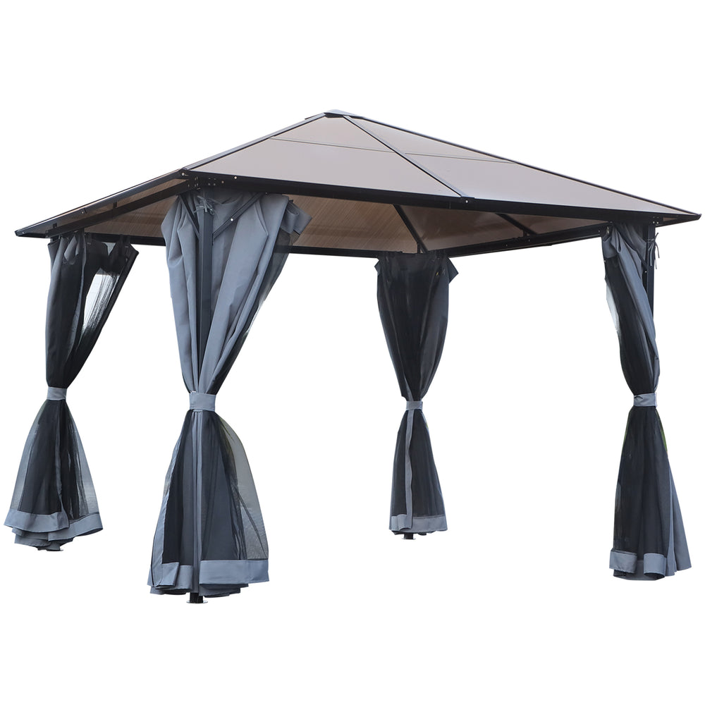Pavillon mit Polycarbonatdach Vorhänge und Fliegennetz 3x3m