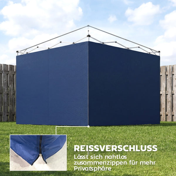 Pavillon Seitenteile Set mit Reissverschluss 3x3m dunkelblau