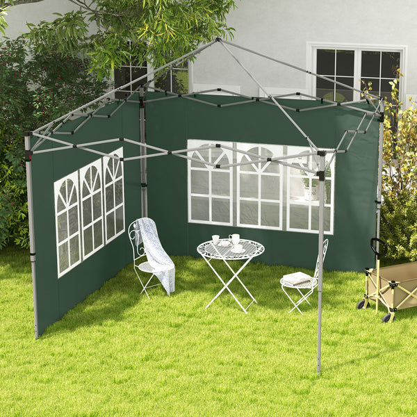 Pavillon Seitenteile wasserdicht mit Fenster 2er Set 3x3 + 3x4m grün