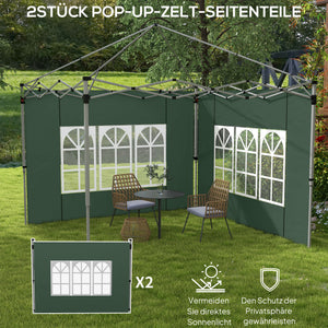 Pavillon Seitenteile wasserdicht mit Fenster 2er Set 3x3 + 3x4m grün