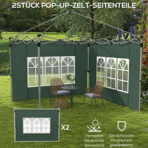 Pavillon Seitenteile wasserdicht mit Fenster 2er Set 3x3 + 3x4m grün