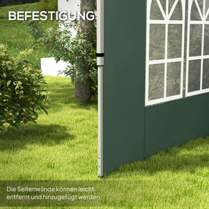 Pavillon Seitenteile wasserdicht mit Fenster 2er Set 3x3 + 3x4m grün