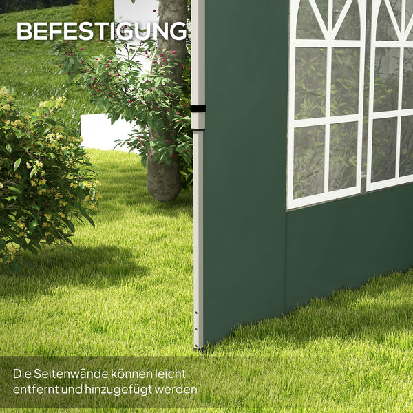 Pavillon Seitenteile wasserdicht mit Fenster 2er Set 3x3 + 3x4m grün