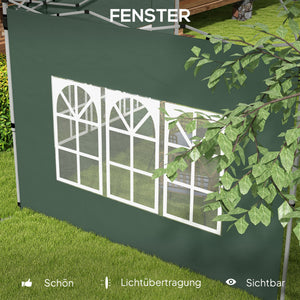 Pavillon Seitenteile wasserdicht mit Fenster 2er Set 3x3 + 3x4m grün
