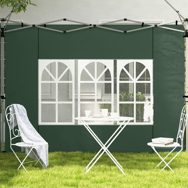 Pavillon Seitenteile wasserdicht mit Fenster 2er Set 3x3 + 3x4m grün
