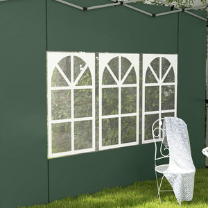 Pavillon Seitenteile wasserdicht mit Fenster 2er Set 3x3 + 3x4m grün