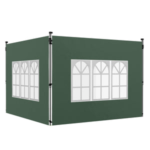 Pavillon Seitenteile wasserdicht mit Fenster 2er Set 3x3 + 3x4m grün