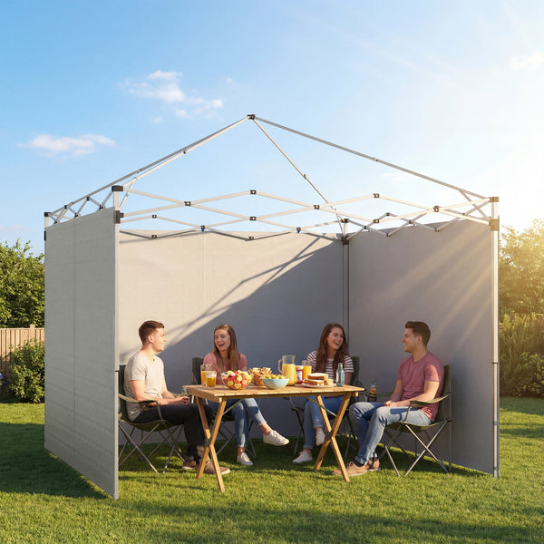 Pavillon Seitenteile Set mit Reissverschluss 3x3m hellgrau
