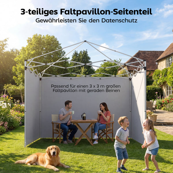 Pavillon Seitenteile Set mit Reissverschluss 3x3m hellgrau