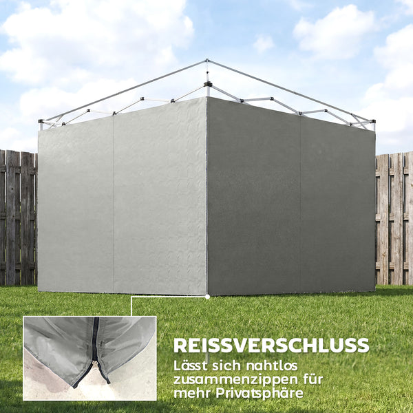 Pavillon Seitenteile Set mit Reissverschluss 3x3m hellgrau