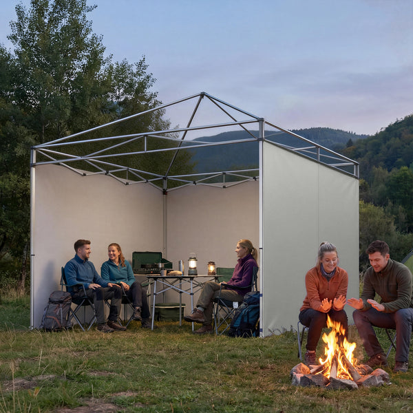 Pavillon Seitenteile Set mit Reissverschluss 3x3m hellgrau