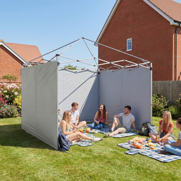 Pavillon Seitenteile Set mit Reissverschluss 3x3m hellgrau