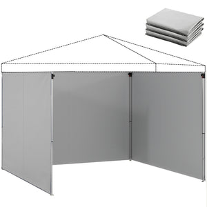 Pavillon Seitenteile Set mit Reissverschluss 3x3m hellgrau