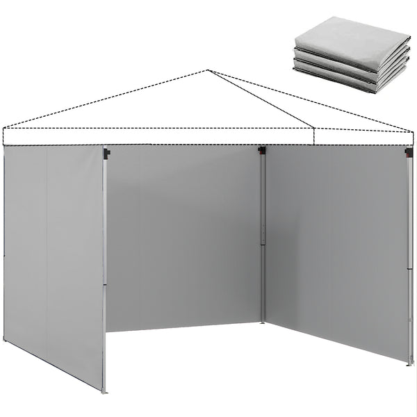 Pavillon Seitenteile Set mit Reissverschluss 3x3m hellgrau